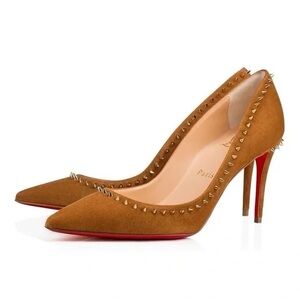 Christian Louboutin NIB ANJALINA BROWN SUEDE SPIKES HEELS PUMPS 39